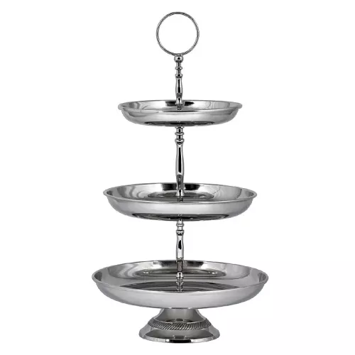 Payaa Taartstandaard 30x30x55cm 3-laags zilver (110372)