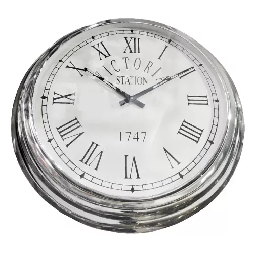 Payaa Wandklok 62x62x9cm victoria station zilver rond (111666)