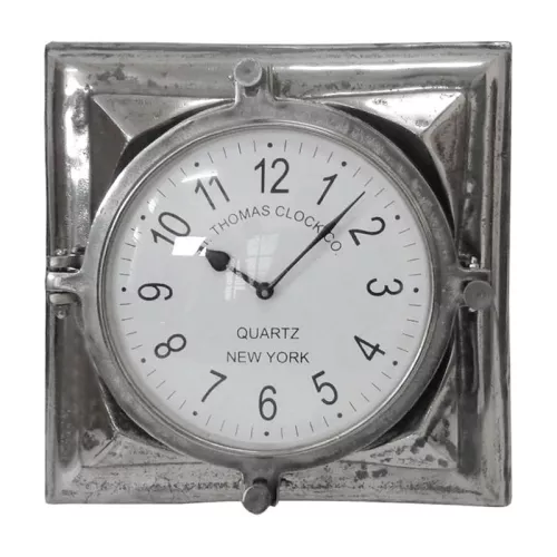 Payaa Wandklok Juniper 40x9x41cm vintage ruw zilver (110229)