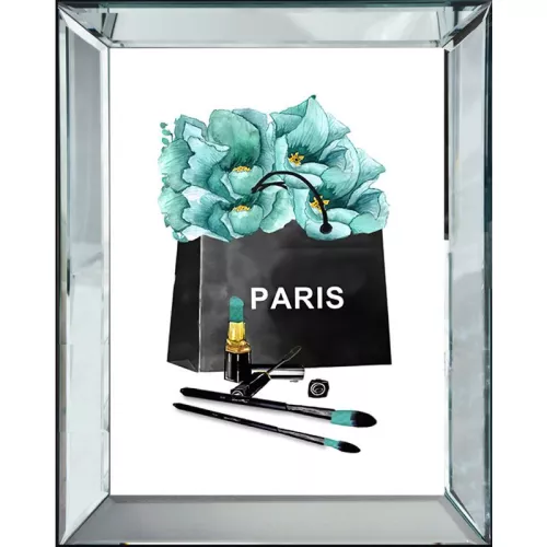 Payaa Paris Tas Turquoise Bloemen 50x60x4.5cm (115124)